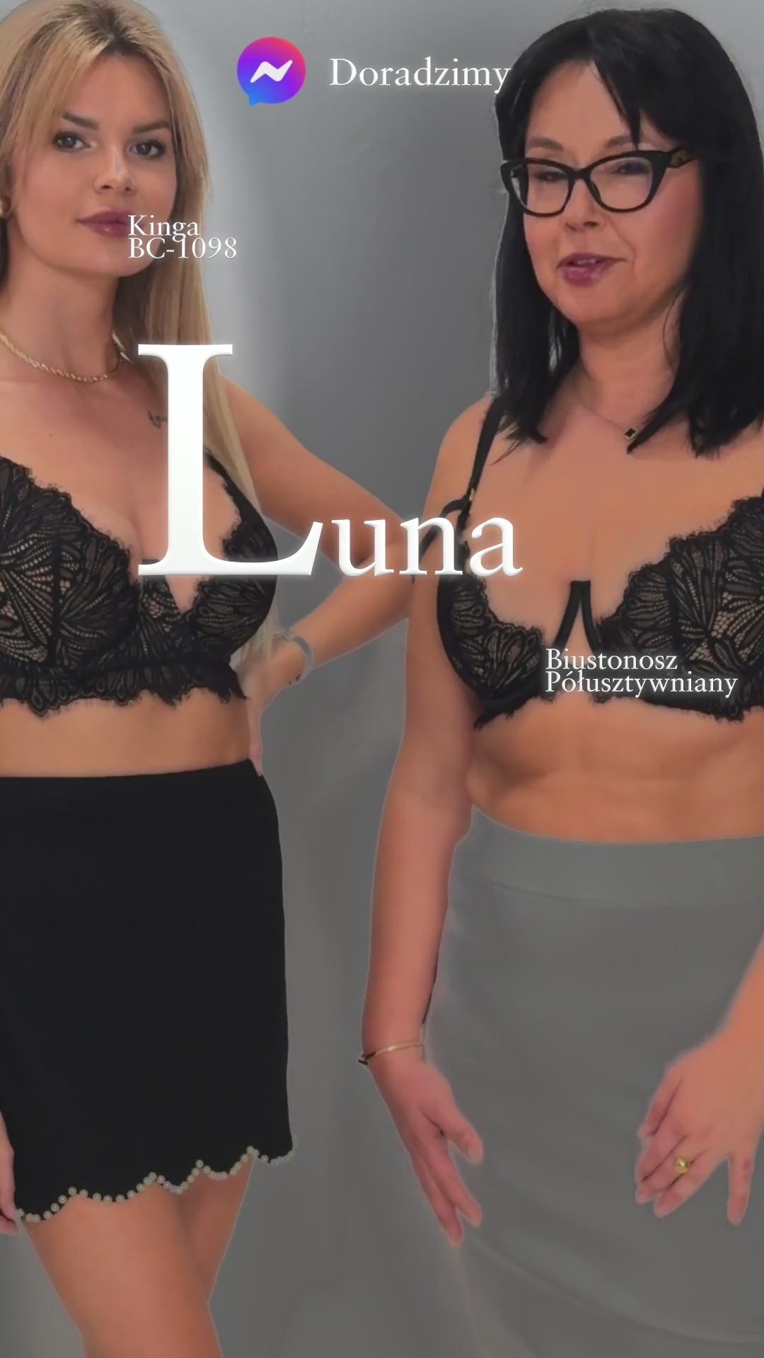 Kinga Luna BC-1098: czarny biustonosz w stylizacji – film