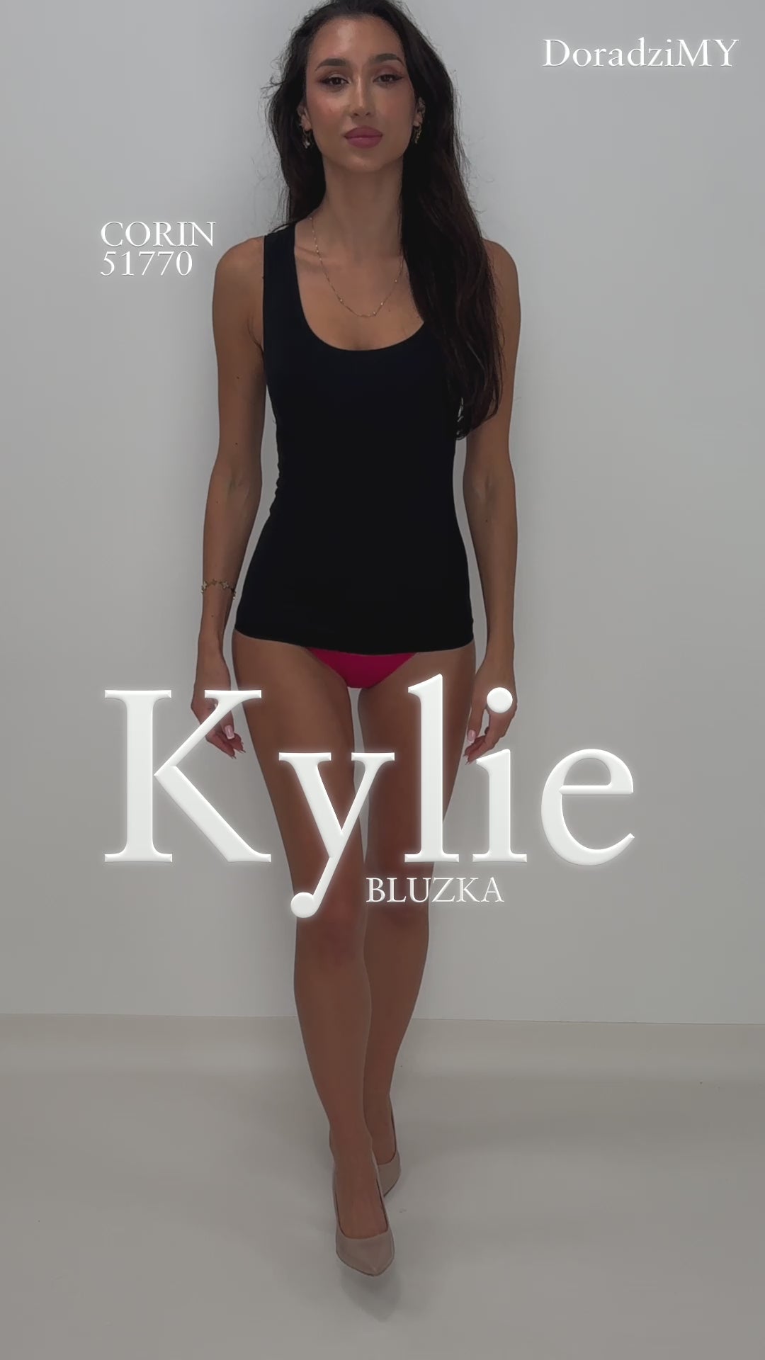 Corin Kylie 55770: czarna koszulka na ramiączkach – film