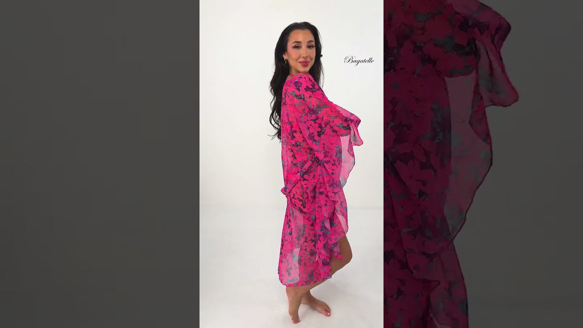 Gabbiano Kimono D 08 A kolorowy + Gabbiano Anabel D 01 08 A kostium kąpielowy dwuczęściowy różow