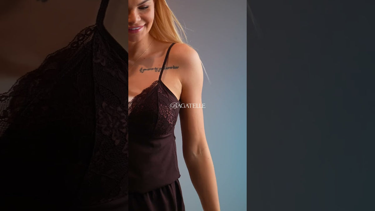 C0659 Delafense 035 Lilian Nocna Piżama Brązowy