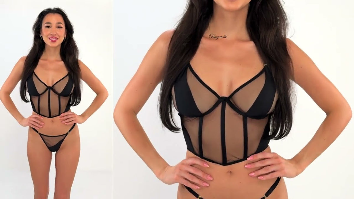 ANAIS ADELLAH GORSET I STRINGI czarny