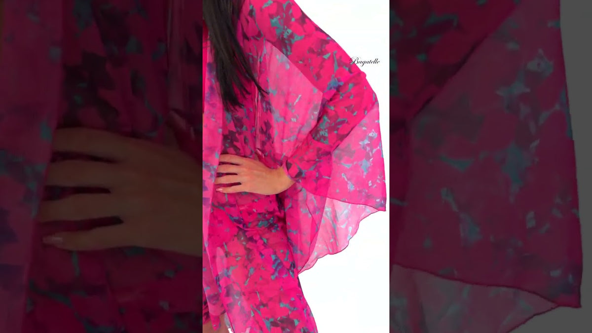 88 GABBIANO ANABEL G 01 T kostium kąpielowy dwuczęściowy różowy + GABBIANO KIMONO D 08 A kolorowe