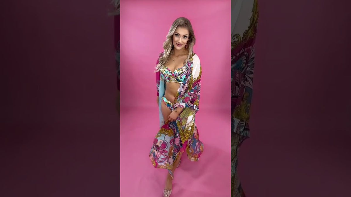 AVA SK 161  KOSTIUM KĄPIELOWY DWUCZĘŚCIOWY KOLOROWY + AVA 014 TURQUOISE PAISLEY PAREO KOLOROWY