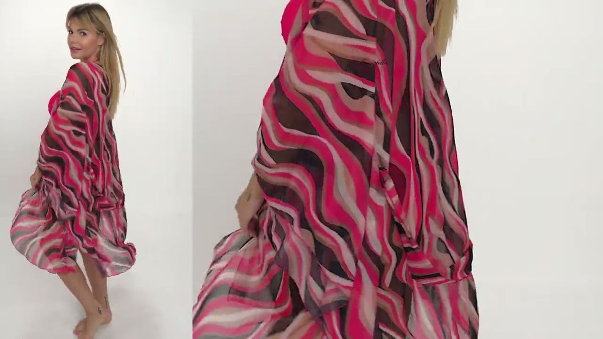 Gabbiano Anabel G 01 T kostium kąpielowy dwuczęściowy różowy + Gabbiano kimono D 16 B kolorowy