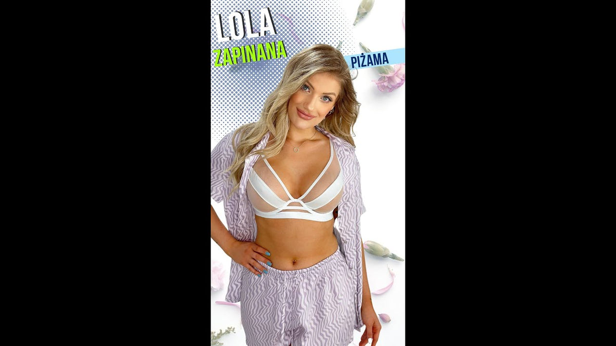 Aruelle Lola nocna piżama krótka fioletowy + Kinga SC 932 Lou 2 biustonosz miękki biały LINGERIE