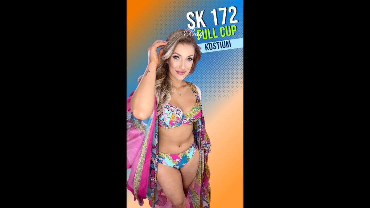 AVA SK 172 KOSTIUM KĄPIELOWY DWUCZĘŚCIOWY KOLOROWY + AVA 014 TURQUOISE PAISLEY PAREO KOLOROWY