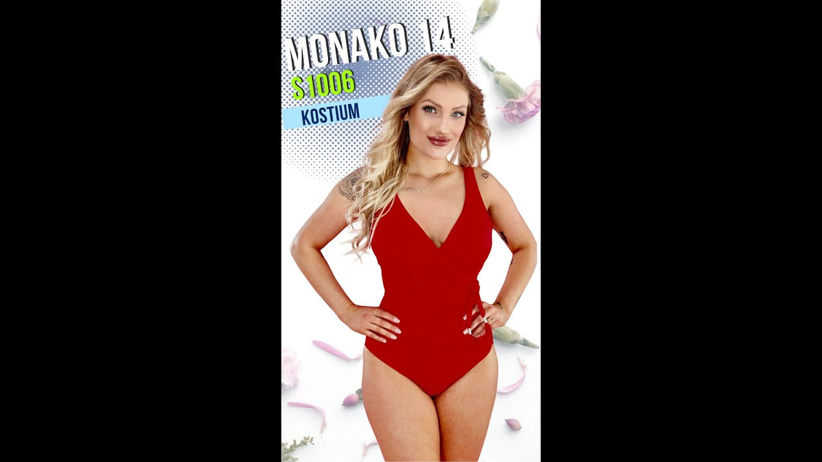 SELF S1006 MONAKO 14 KOSTIUM KĄPIELOWY JEDNOCZĘŚCIOWY CZERWONY   4K