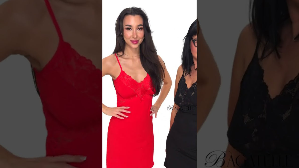Delafense 639 Noela Nocna Koszulka Czerwony + Delafense 639 Noela Nocna Koszulka Czarny