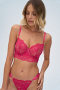 Alles Euphoric Rouge M Longline Biustonosz Miękki w różowym kolorze, koronkowy biustonosz soft dla kobiet, bielizna damska, elegancki i komfortowy