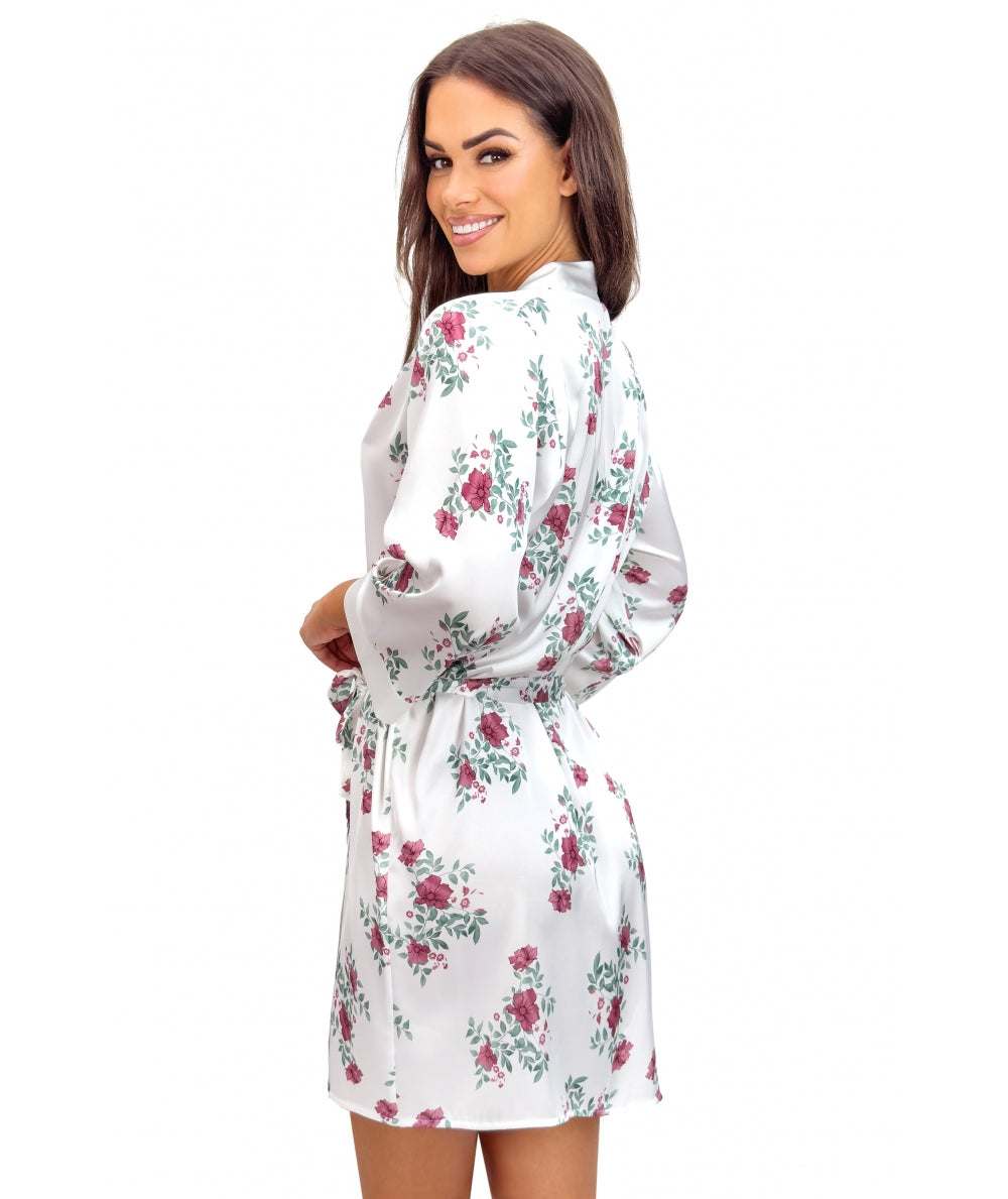 Damenbademantel aus seidigem Satin, kurz