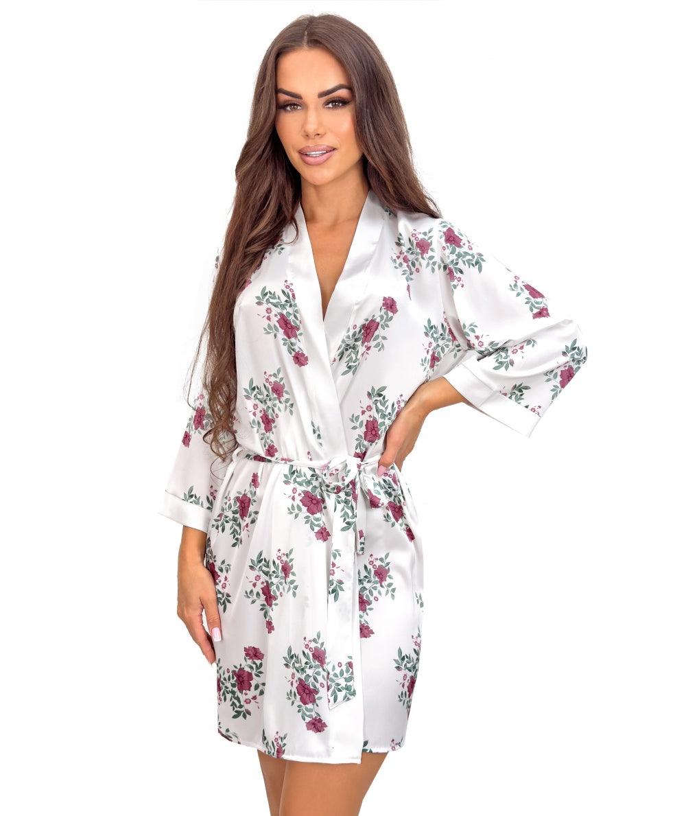 Damenbademantel aus seidigem Satin, kurz