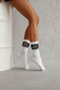 Białe skarpetki damskie z napisem Just Relax