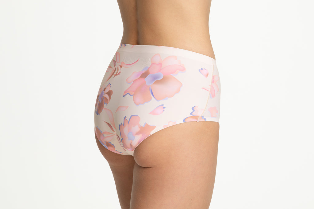 Maxi kalhotky Paloma růžové s květinovým vzorem
